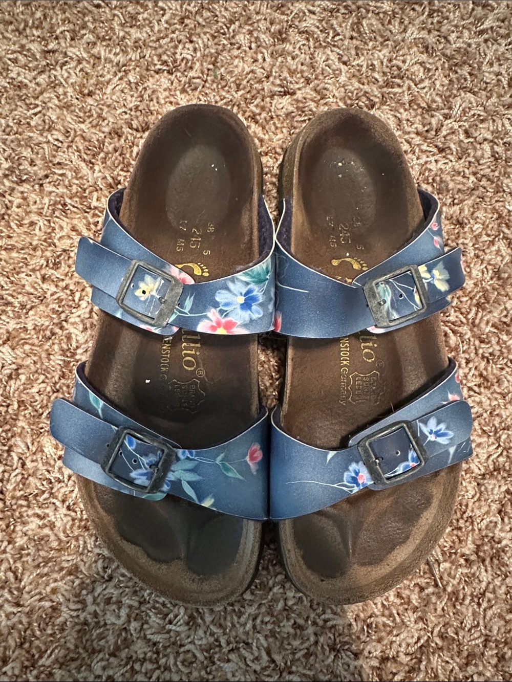 Papillio Navy Floral Double-Buckle Slide Sandals